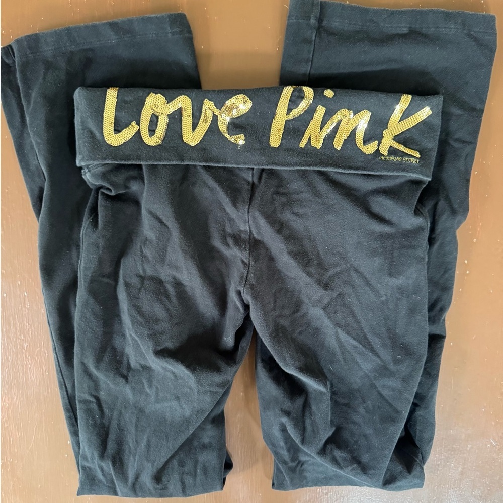 Victoria's Secret Love Pink Black Flared Yoga Pants - Women’s Small